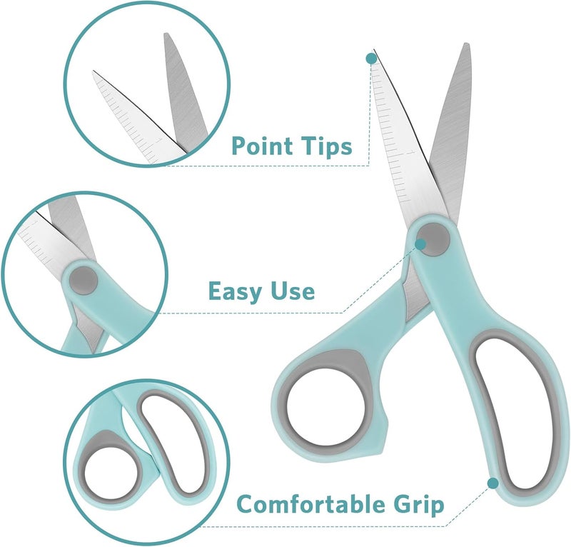 Asdirne Student Scissors for School: 5 Inch 4 Pack Sharp Pointed Tip Teacher Scissors for Kids Middle High School College Classroom Craft, Comfortable Grip, Right Handed - Image 3